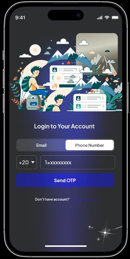 Whisper messaging app phone login and OTP screen designed in Figma