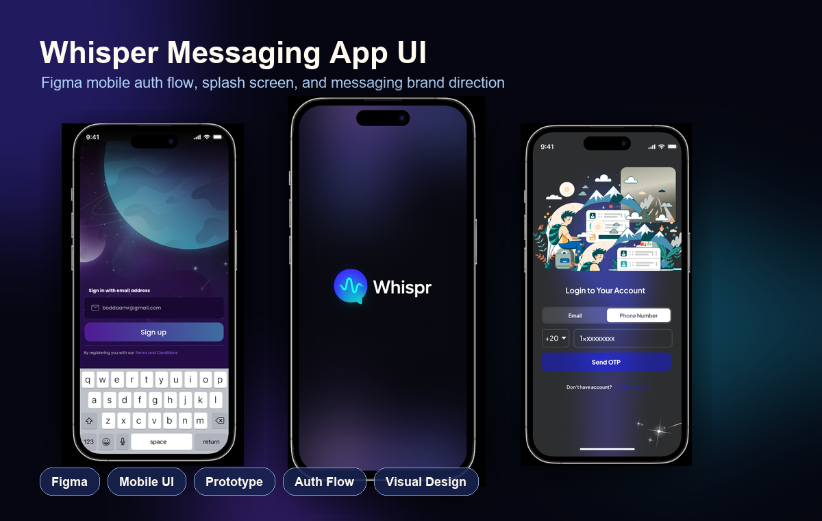 Whisper Messaging App UI project screenshot